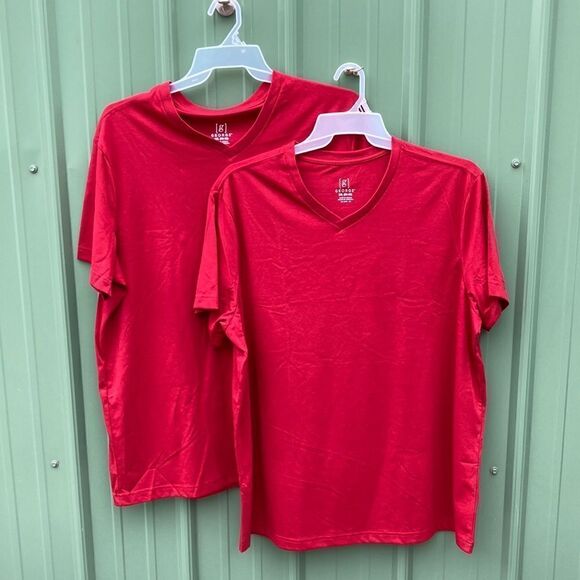Men’s Moisture Wicking V-Neck Short Sleeve T-Shirts 2-Pack Size 2XL (50-52) - Picture 1 of 9